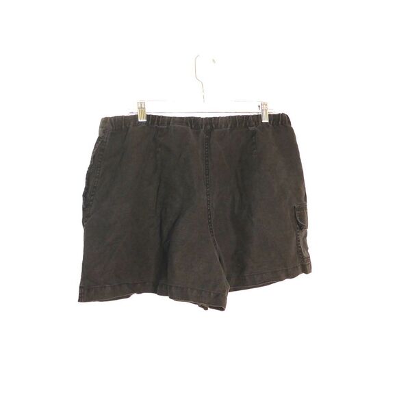 Eddie Bauer 100% Linen Black Pull On Drawstring Cargo Shorts Size XL Casual - Picture 2 of 8